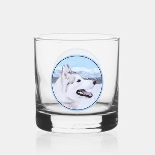Siberië Husky (zilver en wit) schilderende hond ku Whisky Glas