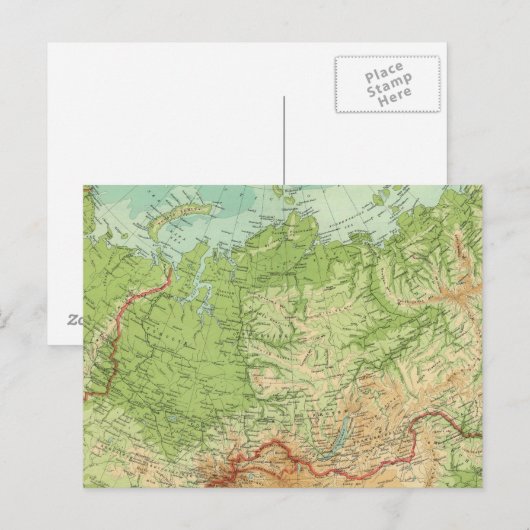 Siberië-kaart met scheepvaartroutes briefkaart (Voorkant / Achterkant)