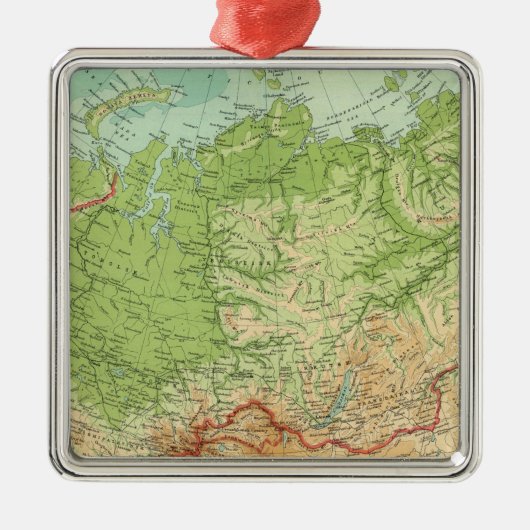 Siberië-kaart met scheepvaartroutes metalen ornament (Voorkant)