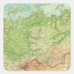 Siberië-kaart met scheepvaartroutes vierkante sticker