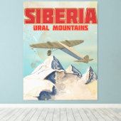 Siberië Wall bergen vintage-poster Canvas Afdruk (Insitu (Houten vloer))