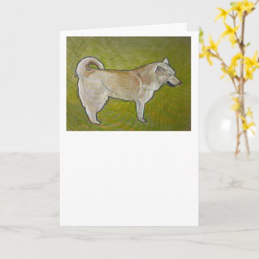 Siberisch Huskie-Wenskaart Kaart (Gele Bloem)