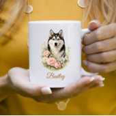 Siberisch Husky Bloemportret Koffiemok
