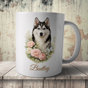 Siberisch Husky Bloemportret Koffiemok