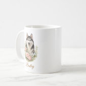 Siberisch Husky Bloemportret Koffiemok (Voorkant links)