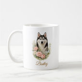 Siberisch Husky Bloemportret Koffiemok (Links)