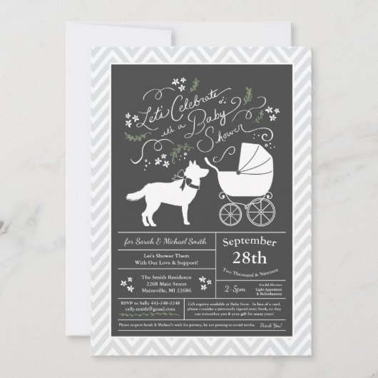 Siberisch Husky Dog Baby shower Genderneutraal Kaart (Voorkant)