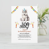 Siberisch Husky Dog Pet Let's Pawty Birthday Kaart (Staand voorkant)