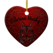 Siberisch Husky Gepersonaliseerde Hart Ornament - 