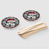 Siberisch Husky Glas in lood Kerst Handwaaier (Niet-gemonteerd)