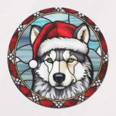 Siberisch Husky Glas in lood Kerst Labels (Design 2)