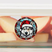 Siberisch Husky Glas in lood Kerst Labels (Aangebracht)