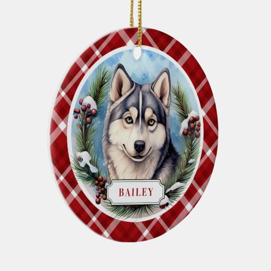 Siberisch Husky Keramische Cirkel Ornament (Rechts)