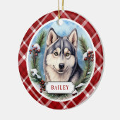 Siberisch Husky Keramische Cirkel Ornament (Links)