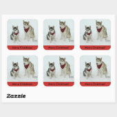 Siberisch Husky-Kerst sticker (Vel)