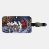 Siberisch Husky Kerstfeest Seizoen Bagagelabel (Achterkant horizontaal)