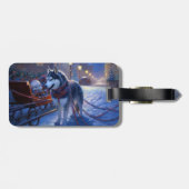 Siberisch Husky Kerstfeest Seizoen Bagagelabel (Achterkant horizontaal)