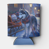 Siberisch Husky Kerstfeest Seizoen Blikjeskoeler (Voorkant)