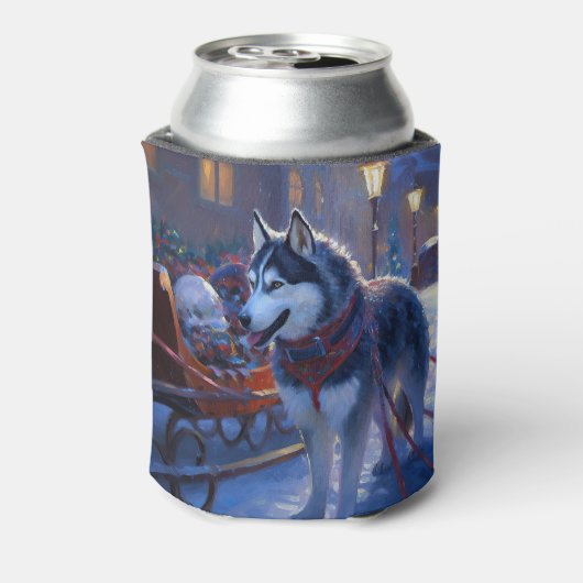 Siberisch Husky Kerstfeest Seizoen Blikjeskoeler (Blikje Achterkant)
