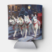 Siberisch Husky Kerstfeest Seizoen Blikjeskoeler (Achterkant)