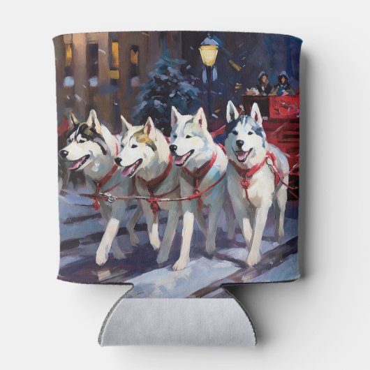 Siberisch Husky Kerstfeest Seizoen Blikjeskoeler (Achterkant)