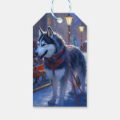 Siberisch Husky Kerstfeest Seizoen Cadeaulabel (Achterkant)