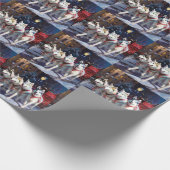 Siberisch Husky Kerstfeest Seizoen Cadeaupapier (Hoek)