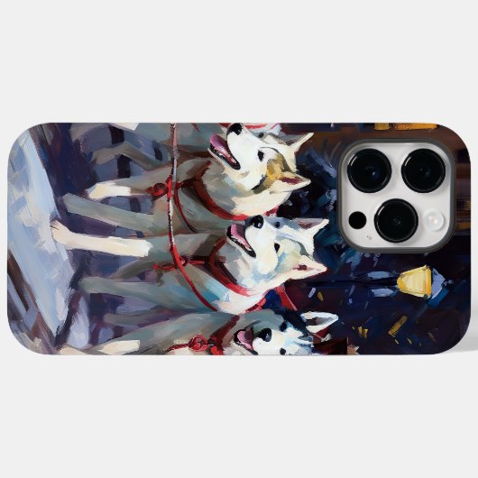 Siberisch Husky Kerstfeest Seizoen Case-Mate iPhone Case (Achterkant (horizontaal))