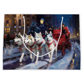 Siberisch Husky Kerstfeest Seizoen Groot Cadeauzakje (Voorkant)
