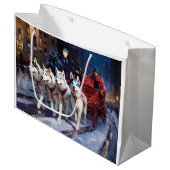 Siberisch Husky Kerstfeest Seizoen Groot Cadeauzakje (Voorkant Gekanteld)