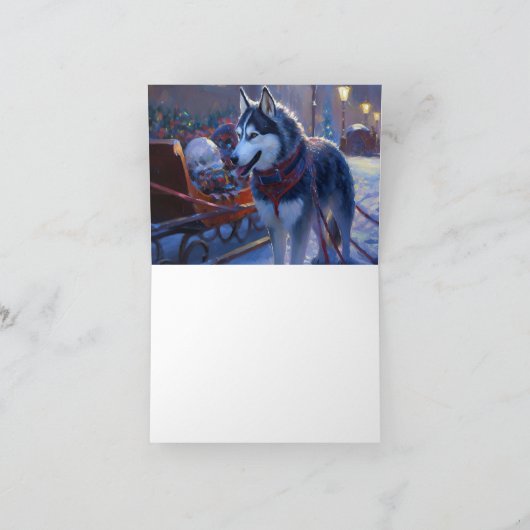 Siberisch Husky Kerstfeest Seizoen Kaart (Binnen)