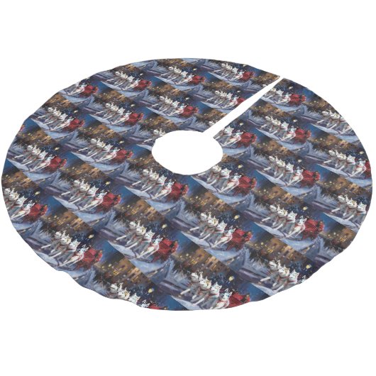 Siberisch Husky Kerstfeest Seizoen Kerstboom Rok (Gekanteld)