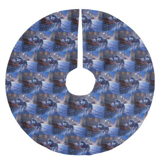 Siberisch Husky Kerstfeest Seizoen Kerstboom Rok (Voorkant)