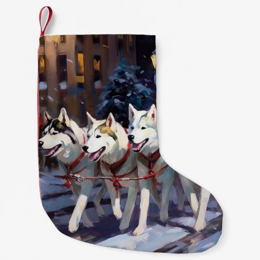 Siberisch Husky Kerstfeest Seizoen Kleine Kerstsok (Voorkant)