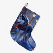 Siberisch Husky Kerstfeest Seizoen Kleine Kerstsok (Voorkant (Hangend))
