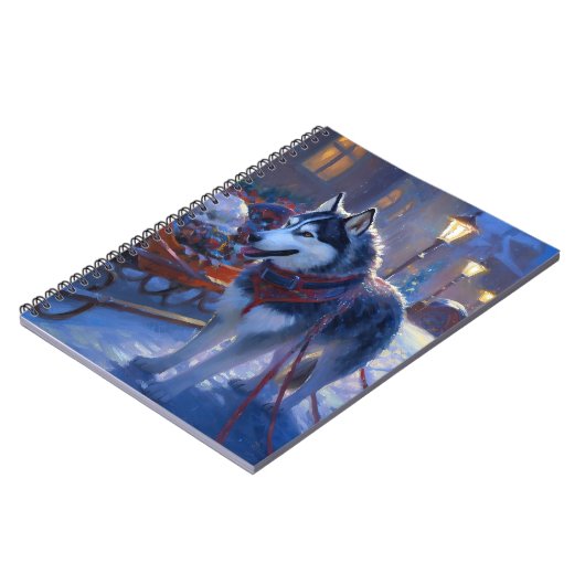 Siberisch Husky Kerstfeest Seizoen Notitieboek (Linkerzijde)