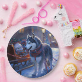Siberisch Husky Kerstfeest Seizoen Papieren Bordje (Feest)