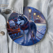 Siberisch Husky Kerstfeest Seizoen Ronde Button 6,0 Cm (In situ)