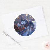 Siberisch Husky Kerstfeest Seizoen Ronde Sticker (Envelop)