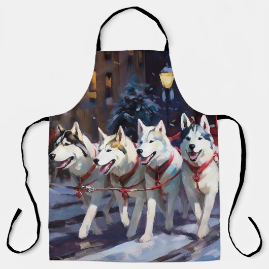 Siberisch Husky Kerstfeest Seizoen Schort (Voorkant)