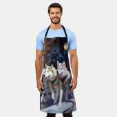 Siberisch Husky Kerstfeest Seizoen Schort (Gedragen)