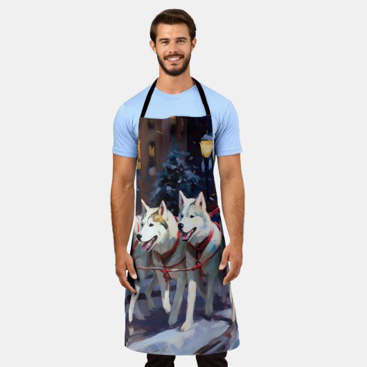 Siberisch Husky Kerstfeest Seizoen Schort (Gedragen)