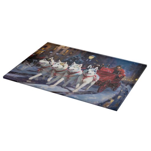 Siberisch Husky Kerstfeest Seizoen Snijplank (Hoek)