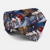 Siberisch Husky Kerstfeest Seizoen Stropdas (Opgerold)