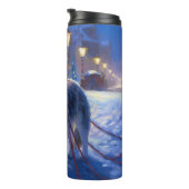 Siberisch Husky Kerstfeest Seizoen Thermosbeker (Geroteerd rechts)