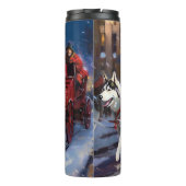 Siberisch Husky Kerstfeest Seizoen Thermosbeker (Achterkant)