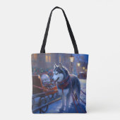 Siberisch Husky Kerstfeest Seizoen Tote Bag (Achterkant)
