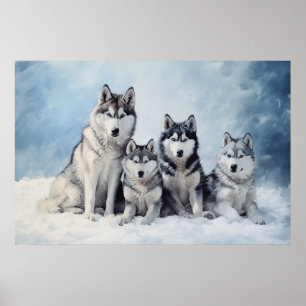 Siberisch Husky-pakket Poster
