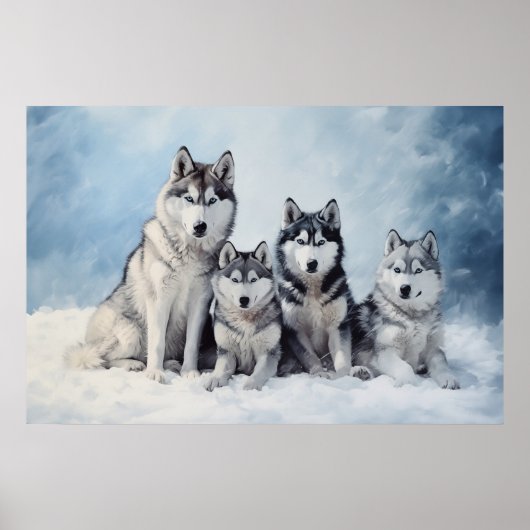 Siberisch Husky-pakket Poster (Voorkant)