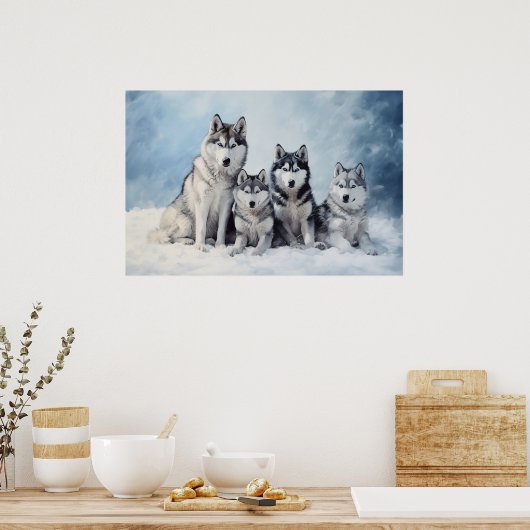 Siberisch Husky-pakket Poster (Keuken)